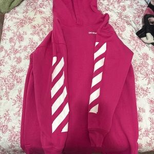 Off-White Fuchsia Hoodie with White Accents